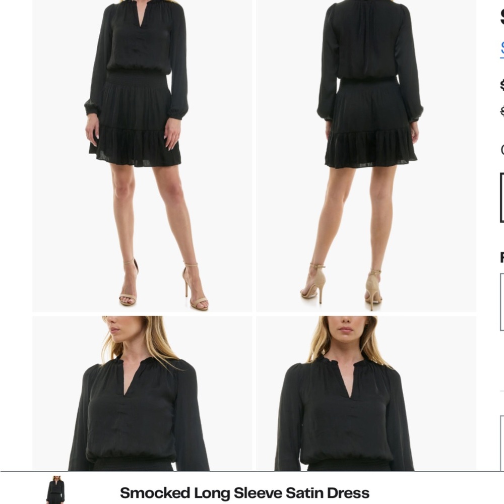 Socialite smocked long sleeve satin dress